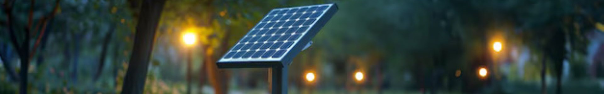 A solar light stands amidst a lush forest in Jaipur, Rajasthan, symbolizing the integration of solar energy and nature