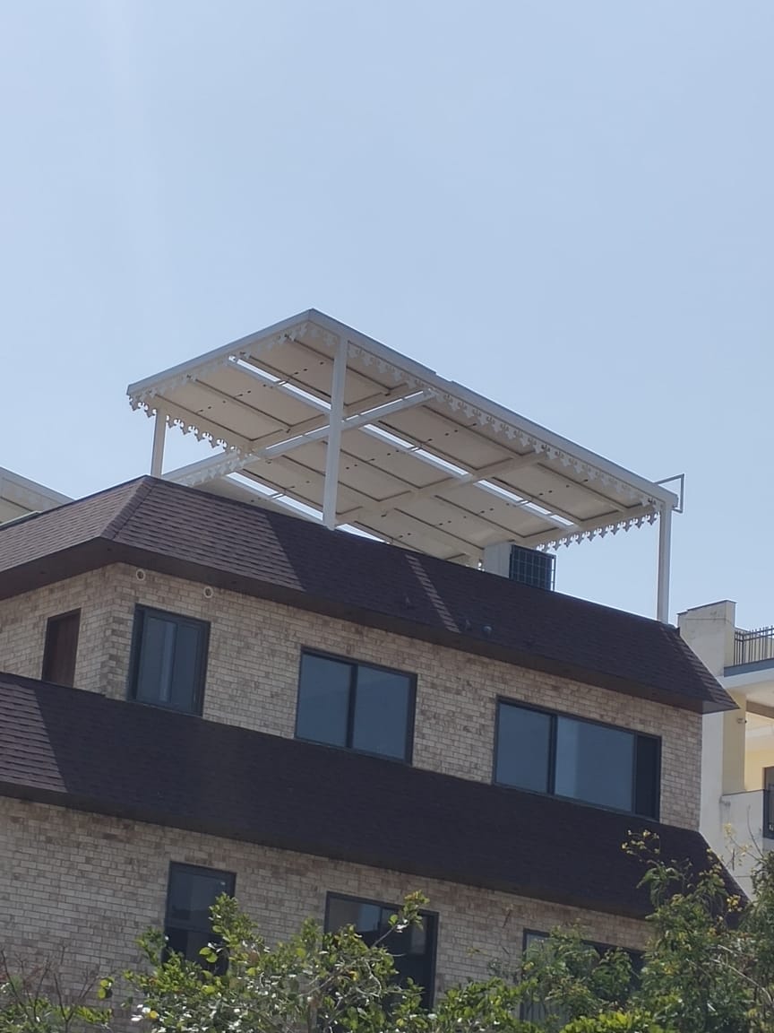 Aerial view of solar panel installation