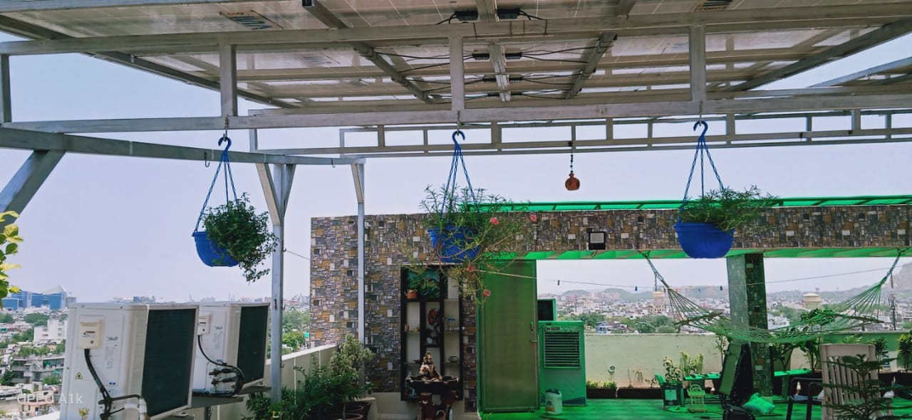 Aerial view of solar panel installation